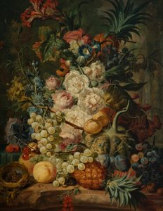 果物と花のある静物 作： Jan van Os
