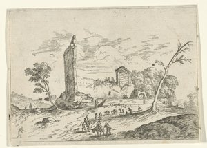ローマ時代の遺跡とロバ飼いのいる風景 作： Jan van Ossenbeeck (attributed to)