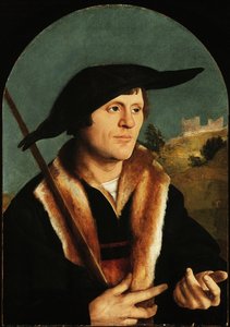 巡礼者、c.153040（アーチ型の石積みパネルに油彩） 作： Jan van Scorel