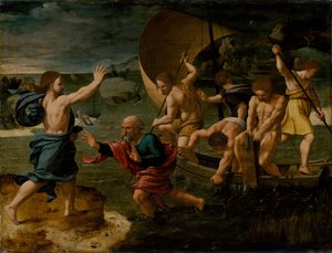 奇跡の魚のドラフトc。 1550。 作： Jan van Scorel