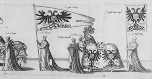 チャールズ5世皇帝の葬列、1559年の旗 作： Jan van and Doetechum Doetechum the elder