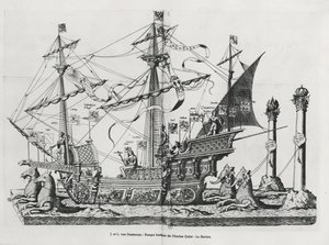 チャールズ5世皇帝の葬列、1559年の凱旋船 作： Jan van and Doetechum Doetechum the elder