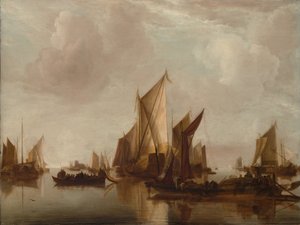 カリフォルニアの穏やかな水域にある州のヨットとその他の工芸品。 1660年。