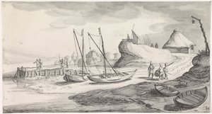 川岸のボート 遊び心あふれる風景と愉快な顔（連載タイトル） 作： Jan van de Velde (II)