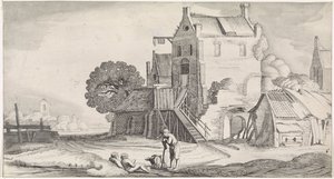 宿屋に集まる三人の姿 遊び心あふれる風景と愉快な顔（連載タイトル） 作： Jan van de Velde (II)