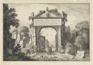 風景の中の門の人物 風景（シリーズタイトル） Amenissimae aliquot requculae (オブジェクトのシリーズ タイトル) 作： Jan van de Velde (II)