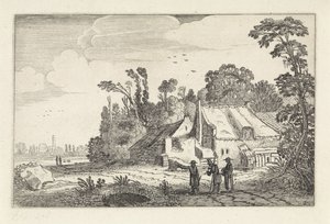 農場の近くの田舎道の数字 風景（シリーズタイトル） Amenissimae aliquot requculae (シリーズタイトル) 作： Jan van de Velde (II)