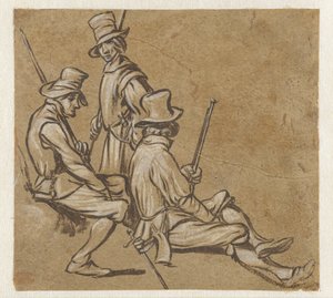 3人の兵士のグループ 作： Jan van de Velde (II)