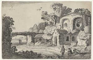 Landschap met oude burcht 廃墟の風景（連載タイトル） 古代遺跡と最も美しい地域のいくつか（シリーズタイトル） 作： Jan van de Velde (II)