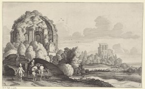 ローマのミネルバ メディカ神殿を訪れる旅行者 Pieter de Molijnの後の風景（シリーズタイトル） 作： Jan van de Velde (II)