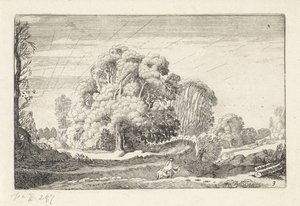 日の出の風景の中のライダー 風景（シリーズタイトル） Amenissimae aliquot requculae (シリーズタイトル) 作： Jan van de Velde (II)