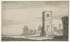 Ruïne van een toren in een 風景 廃墟（シリーズタイトル） (シリーズタイトル) 作： Jan van de Velde (II)