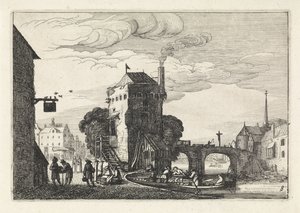 川に架かる橋のある街並み 風景（シリーズタイトル） Amenissimae aliquot requculae (シリーズタイトル) 作： Jan van de Velde (II)