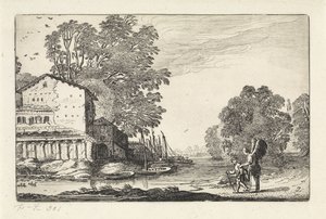 廃墟のある風景の中のトビアスと天使 風景（シリーズタイトル） Amenissimae aliquot requculae (シリーズタイトル) 作： Jan van de Velde (II)