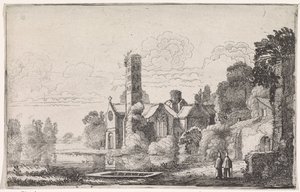 川の風景の中の修道院で 2 人の修道士 川の風景（連載タイトル） 作： Jan van de Velde (II)
