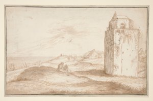 ザントフォールト近くの砂丘と灯台 作： Jan van de Velde II