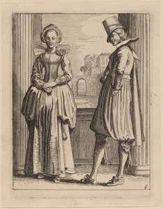 衣装を着た 2 人の人物 作： Jan van de Velde II