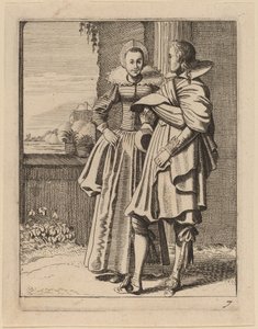 衣装を着た 2 人の人物 作： Jan van de Velde II