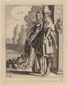 衣装を着た 2 人の人物 作： Jan van de Velde II