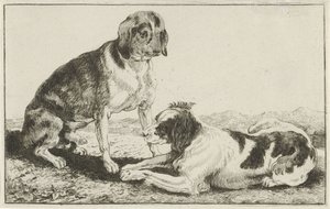 休んでいる 2 匹の犬 動物（シリーズタイトル） ズーグラフィアム（シリーズタイトル） 作： Jan van den Hecke