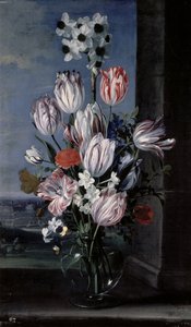 クリスタルの花瓶の中の花1652