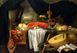 ロブスター、レモンとリュートのある静物、1645