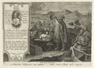 アメリゴ・ヴェスプッチ、アストロラーベで南十字星を発見、『Nova Reperta』より。1600年、彫刻 作： Jan van der Straet