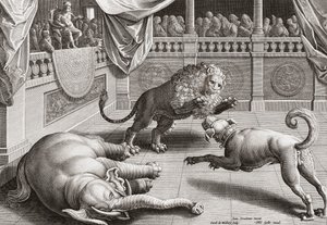 アレクサンドル大王の動物の戦い、16世紀 作： Jan van der 1523 1605 after Straet