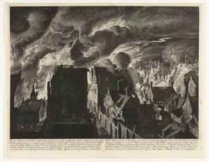 1679年、エランドグラハトの大火を消火 スワーレンは、1679 年 7 月 27 日にアムステルダムへ、デランズ グラフトとストリートの間で火傷を負った (…) / Grand incendie, arerivé a Amsterdam entre la rue et le canal, qu