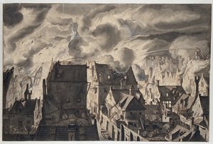 Elandsgracht の火災 作： Jan van der Heyden