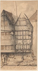Oude Nieuwstraat の 2 つの燃え尽きた家屋、1682 年 作： Jan van der Heyden
