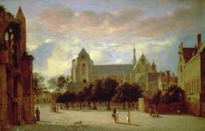 ヴィーアのグローテ・ケルクの南側からの眺め（油彩・パネル 作： Jan van der Heyden
