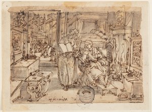 スケッチブックのページ。 病弱 作： Jan van der Straet, called Stradanus