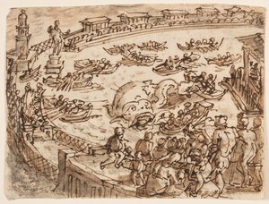 Recto: オスティアの港での皇帝クラウディウスによるクジラ狩り。 Verso: Pliny the Elder