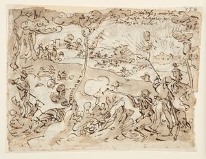 ウサギ狩りのスケッチブックページ 作： Jan van der Straet, called Stradanus