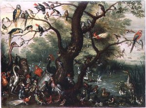 鳥のコンサート（銅に油 作： Jan van the Elder Kessel