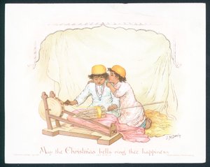 2つの若い男の子（クロモリト）とビクトリア朝のクリスマスカード 作： ジェーン・M・ディリー