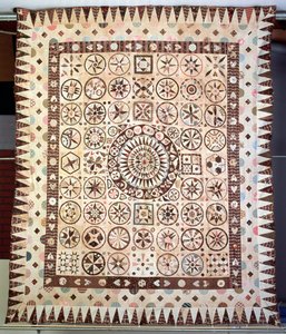 パッチワークベッドカバー、アイルランド、1850-60（繊維） 作： Jane Pizar