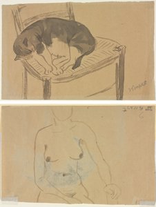 眠る猫 (直腸) 裸婦の胴体 (裏側) 作： Jane Poupelet