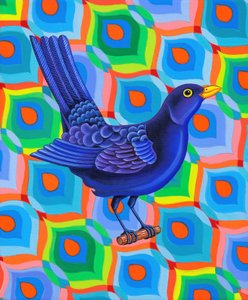 ブラックバード、2023年（キャンバスに油彩） 作： Jane Tattersfield