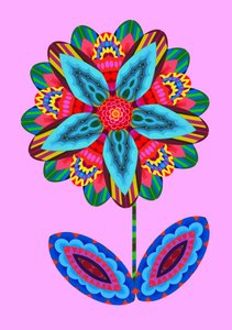 ピンクに花のカットアウト、2020年 作： Jane Tattersfield