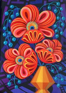 ベリーと赤い花、2016年 作： Jane Tattersfield