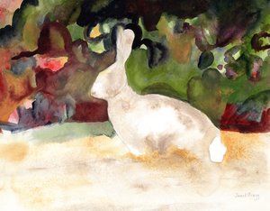 散歩で見かけたウサギ 2016年頃 （紙に水彩、鉛筆） 作： Janel Bragg