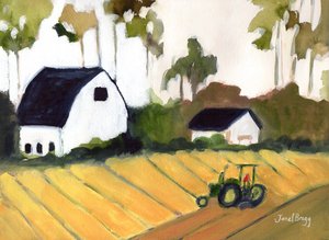 オリンピア行きのアムトラック列車からの眺め、2017年頃（紙に水彩、カゼイン） 作： Janel Bragg