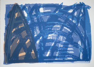 正面（iv）、2014年（チェーンソーの木版画とシルクスクリーン） 作： Janet McKenzie