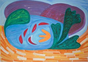 アードナムチャン湖」2015年（水彩・ガッシュ 作： Janet McKenzie