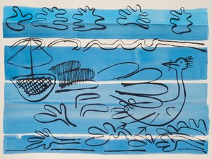 Sailing West Coast』2015年（水彩・インク 作： Janet McKenzie