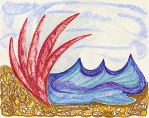 ウォミストンの海の景色、2003年（オイルパステル 作： Janet McKenzie