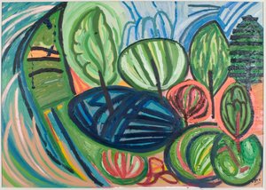 ウォミストンウッド、夏、2007年（油彩・キャンバス 作： Janet McKenzie