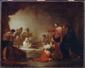 ラザロの復活。 （ベタニアのラザロ）。 Johann Rosso Januarius Zick (1730-1797) による絵画、キャンバスに油彩、1793 年頃。18 世紀のドイツの芸術。 州立 A. プーシキン美術館、モスクワ。